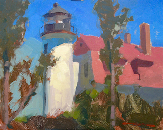 Pt Betsie Lighthouse Michigan Painting
