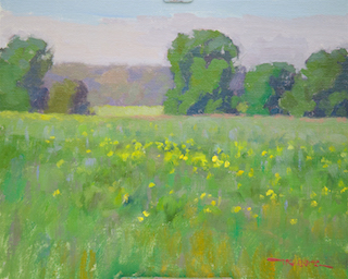 Painting of Spring Field at New Harmony First Brush of Spring