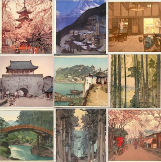 9 Woodblock Prints by Hiroshi Yoshida